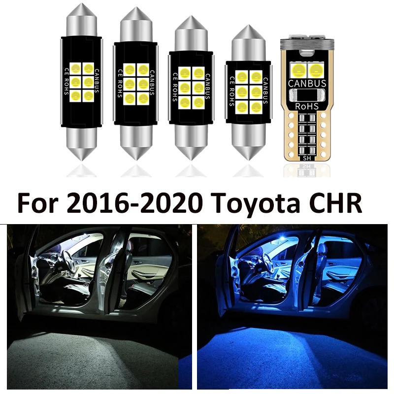 10pcs White Interior LED Light Bulbs Package Kit For Toyota CHR C-HR 2016 2017 2018 2019 2020 Map Dome Trunk Lamp Light Styling