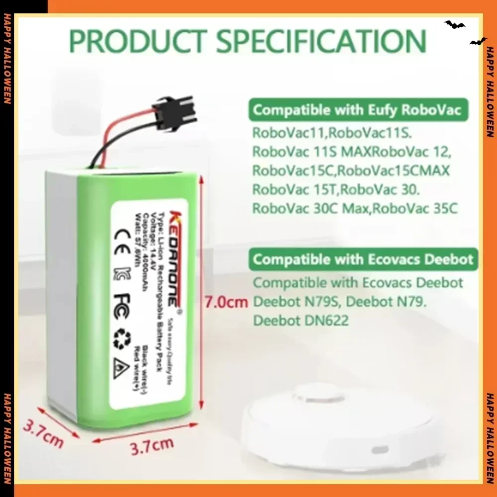 Daweikala High Capacity Vacuum Cleaning Robot Battery14.4V For Conga Excellence 3500 950 990 1090 1790 Deebot N79S N79 DN622 Eu