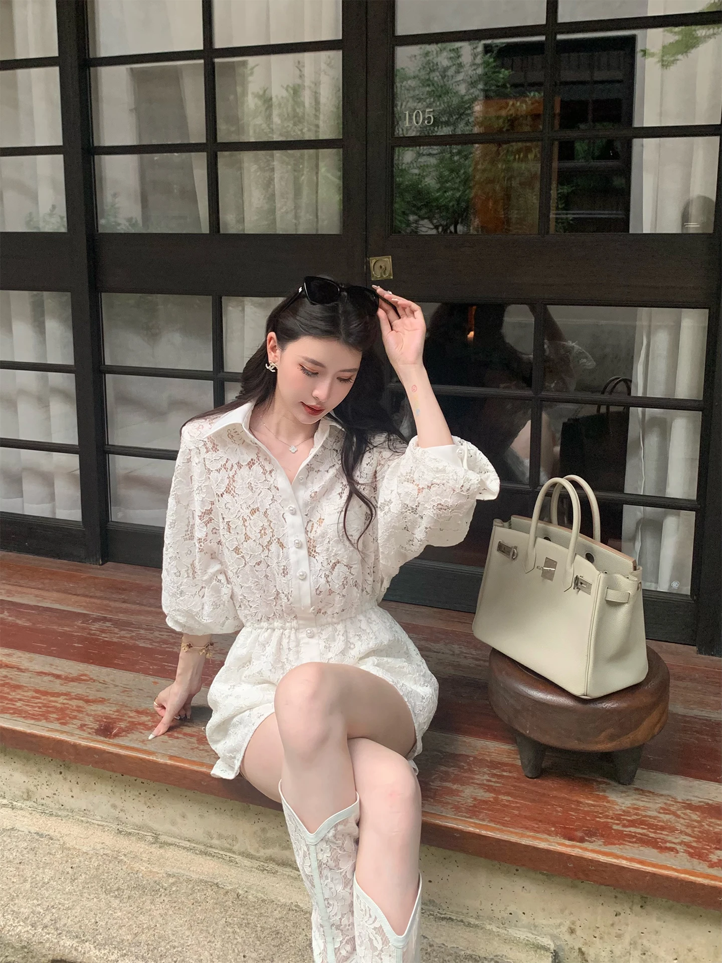 

Женский комбинезон Ele Lace с короткими брюками, высокой талией, прямым кроем, для повседневной носки, весенний, в стиле Old Money