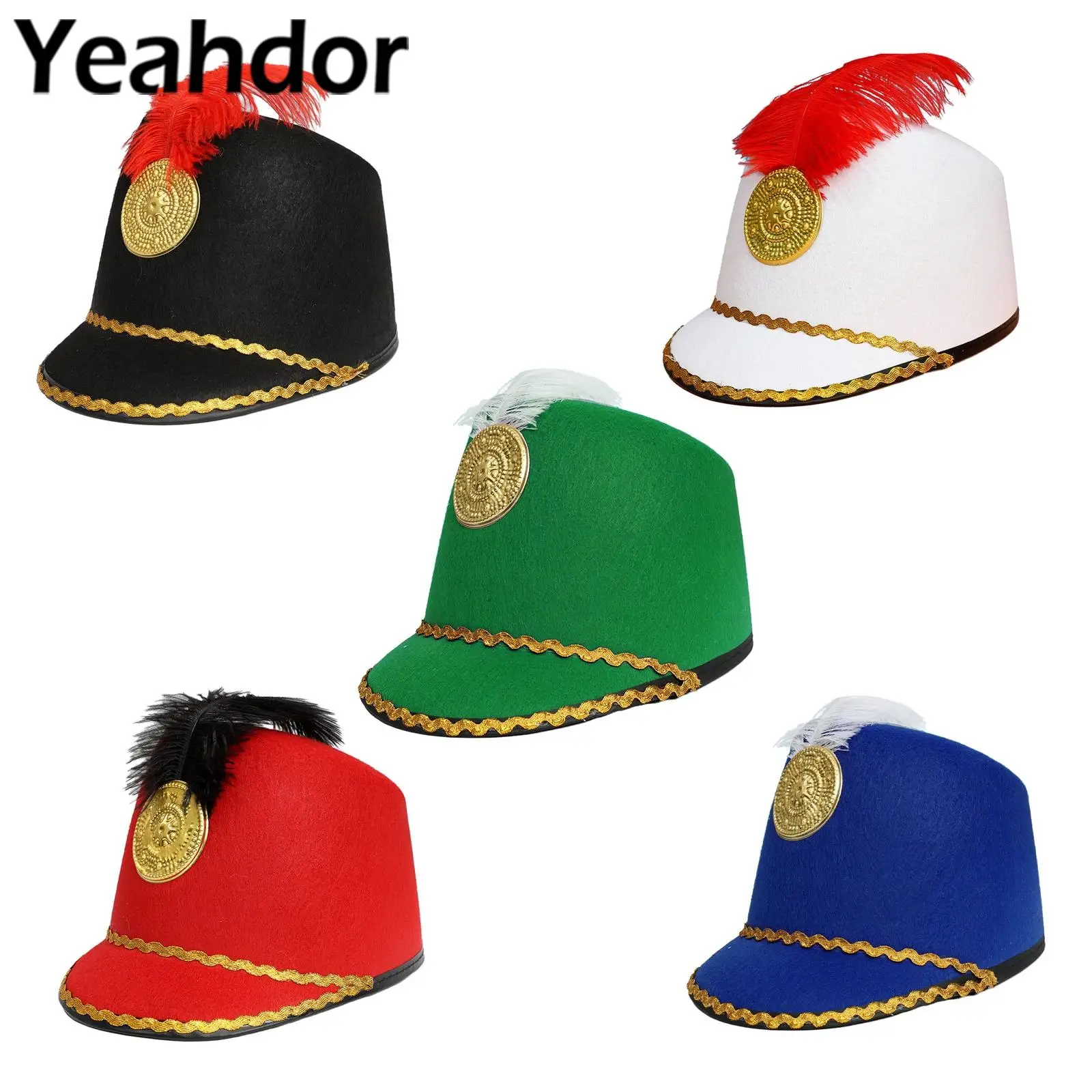 Soldatenhut Blaskapelle Hut Vintage Drum Majors Hut Schlagzeuger Schutzhut für Erwachsene Jungen Mädchen Halloween Karneval Zirkushut Kappen