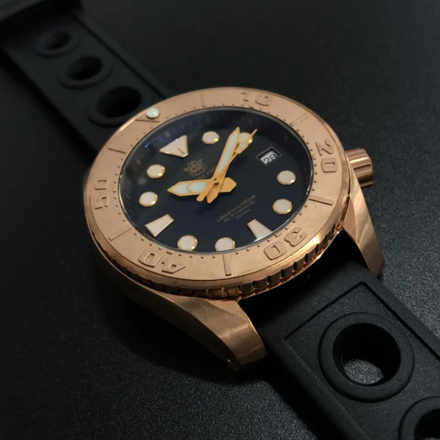 Steeldive Men Diver Watch 44.9mm Automatic Bronze Mechanical Wristwatch 20Bar Waterproof C3 Luminous NH35 Sapphire