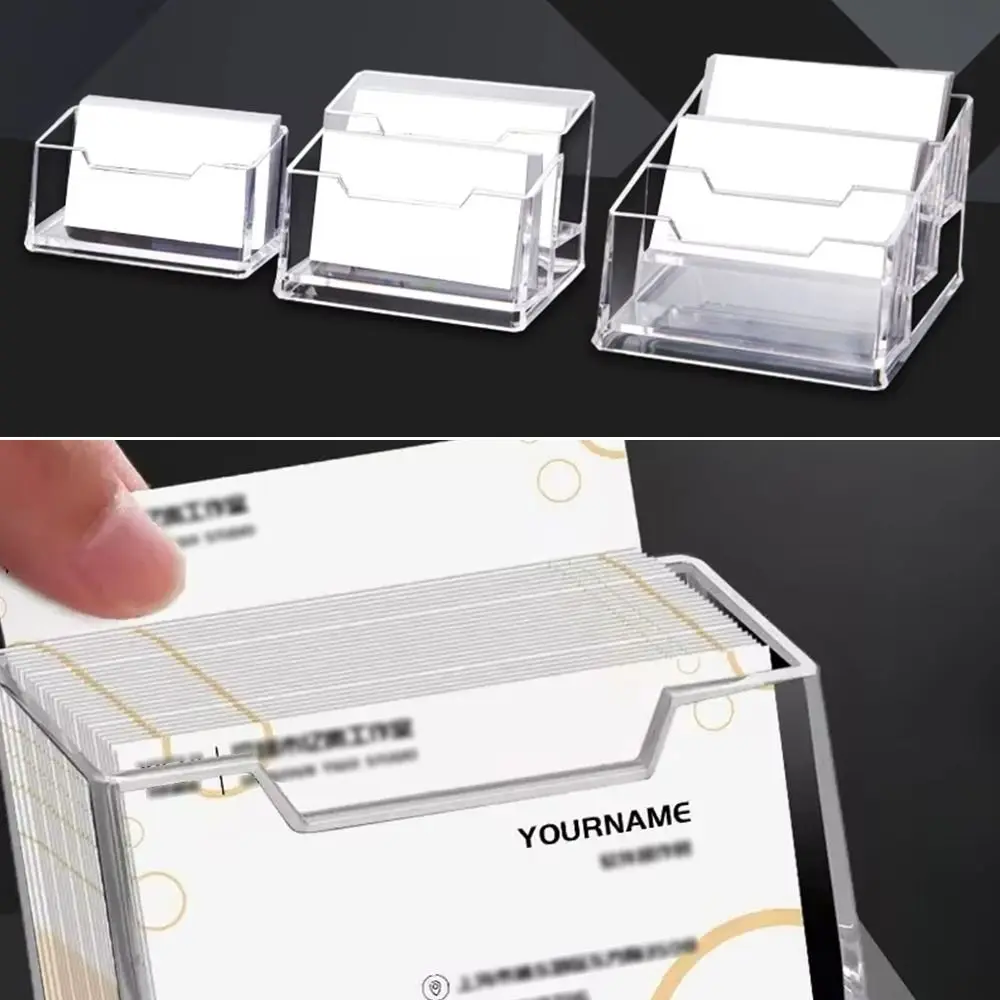 1Pcs Display Stand Business Card Box Acrylic Plastic 1/2/3 Grids Bussiness Card Holder Clear Transparent School Office Supplies