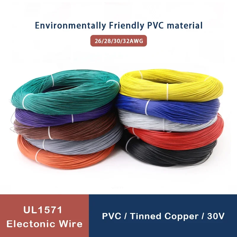 

UL1571 Electronic Wire 32 30 28 26 AWG Flexible Cable PVC Insulated Tin-plated Copper Environmental LED Line DIY Cord
