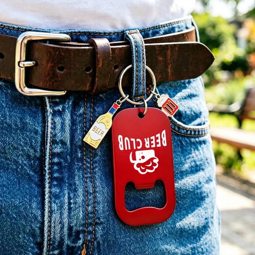 DIY Edelstahl Flaschenöffner Schlüsselanhänger Personalisierter Bierkapsel-Öffner Tragbarer Schlüsselring für Vater Bar Hochzeit Party Gastgeschenke Individuelles Geschenk – Detail 2
