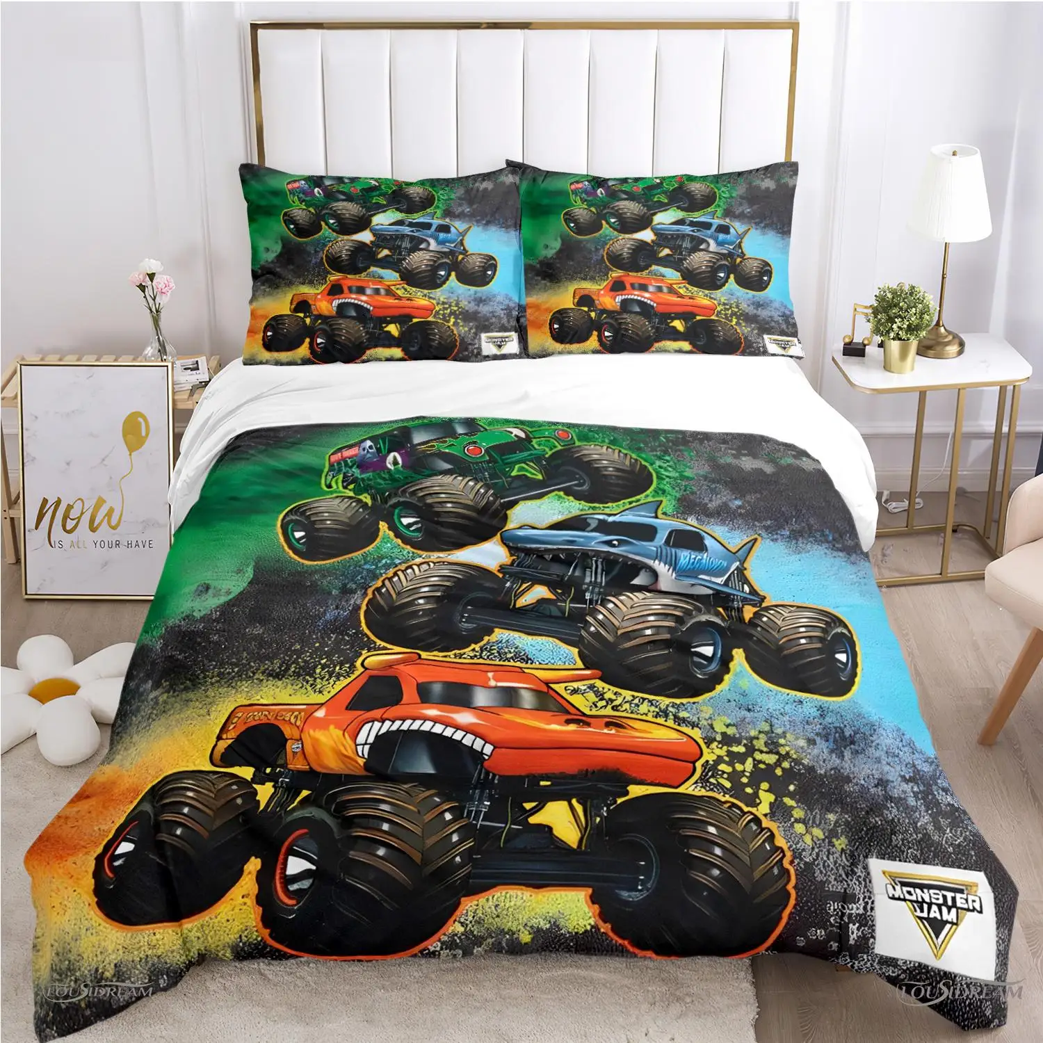 

Cartoon Monster Truck All Season Duvet Cover Comforter Bedding sets Soft Quilt Cover and Pillowcases Single/Double/Queen/King