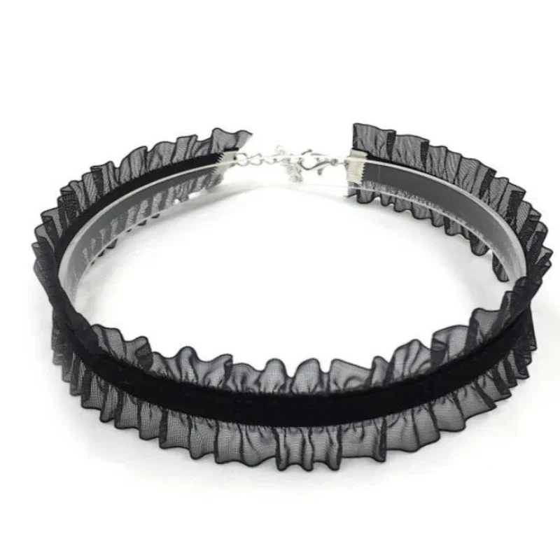 Retro Trendy Velvet Collarbone Chain Necklace Women\'s Fashion Black and White Collar Women\'s Neck with Lace Sweet Collar Jewelry