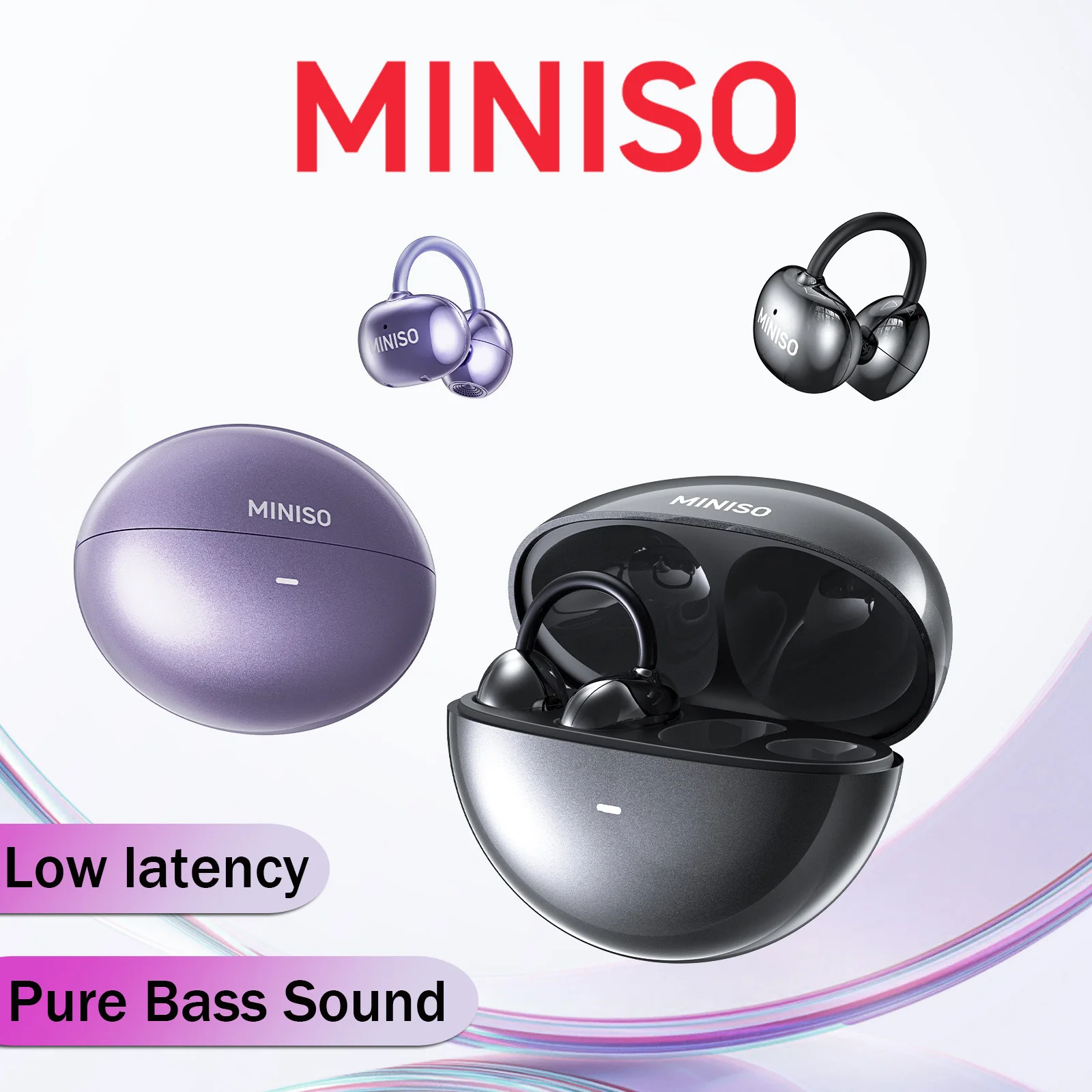 

Bluetooth Headphones Low Latency Earphones MINISO Wireless Earbuds AI Translation Headset 30Hrs Playback For Music Sports Gaming