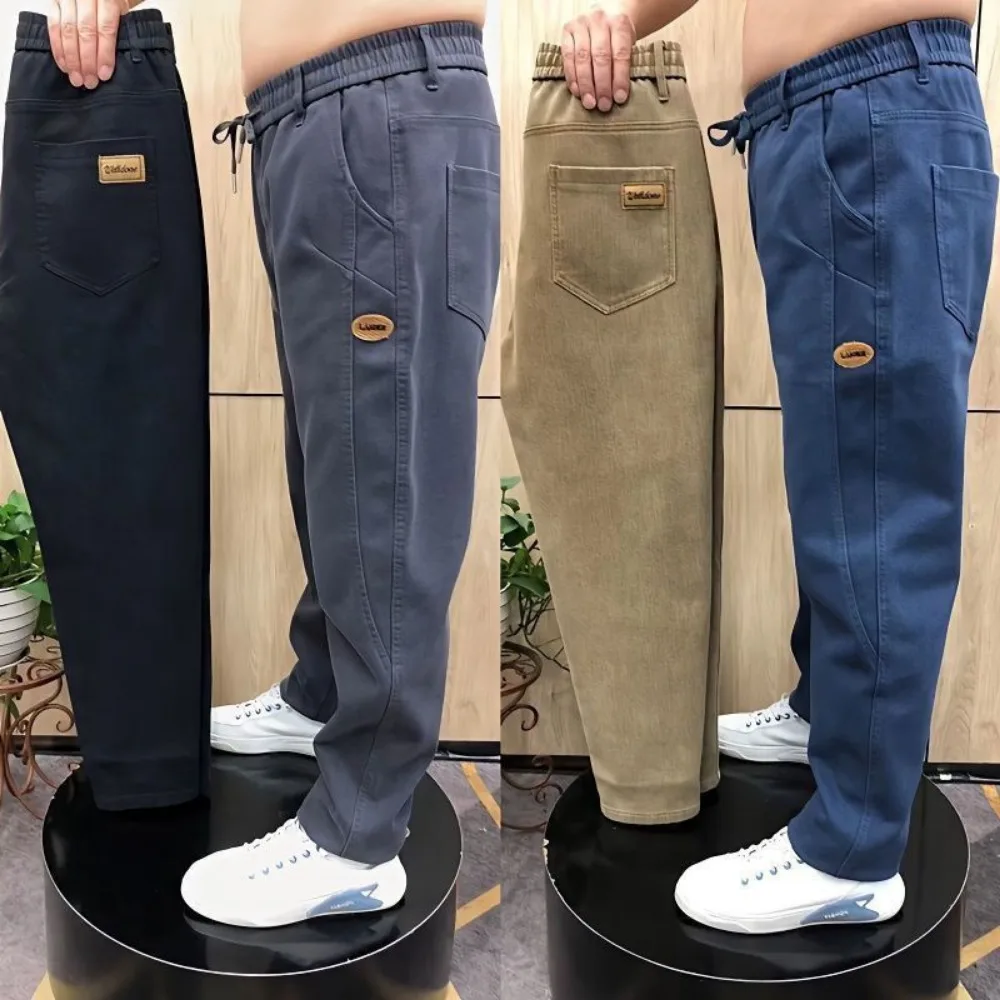 Spring New Men's Casual Pants Stretch All-match Fashion High Waist Straight Pants Middle-aged Loose Haren Pants y2k Clothes Men