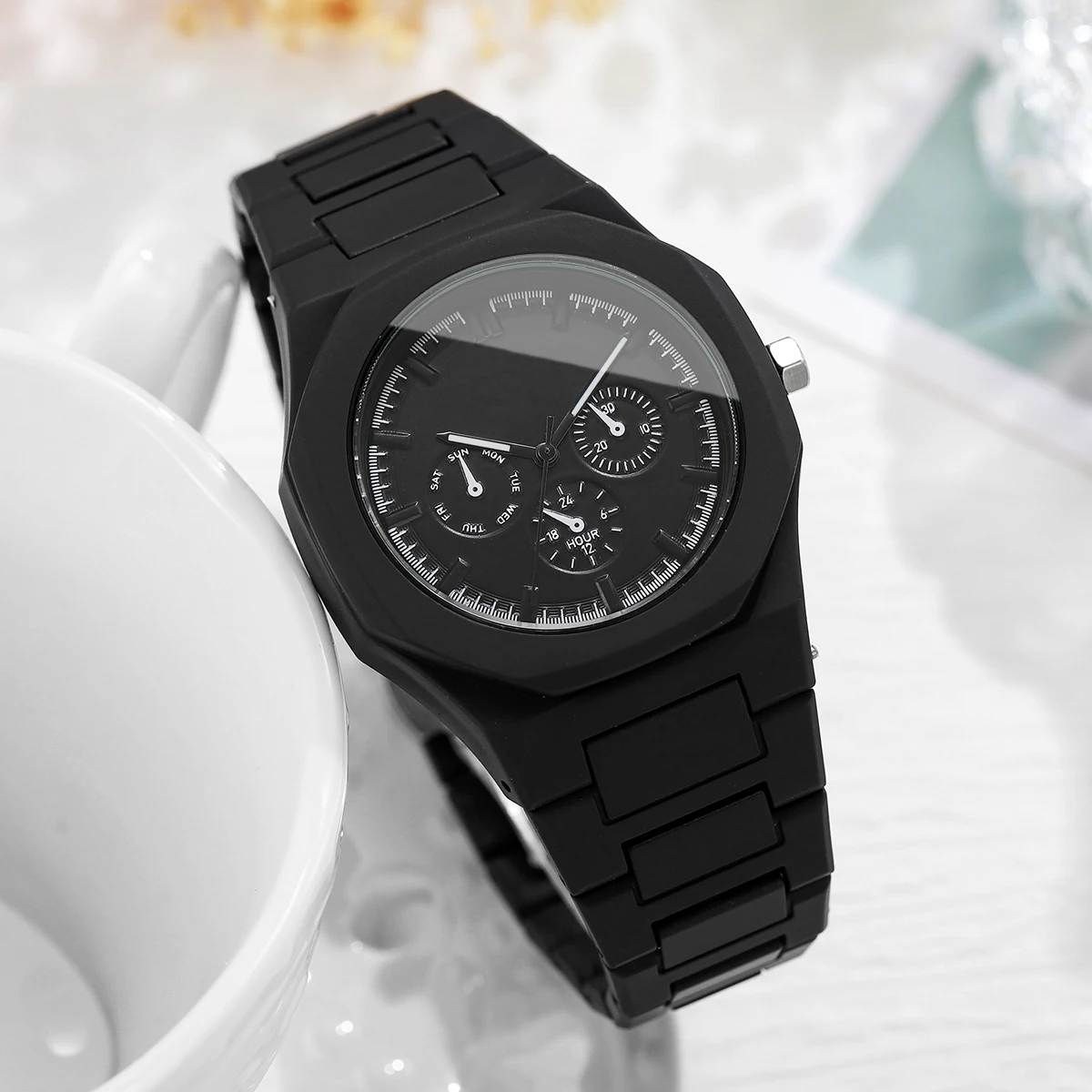 Fashion Imitation Three-eyes Dial Women Watches Casual Plastic  Band Ladies Analog Quartz Wristwatches Reloj Mujer (Without Box)