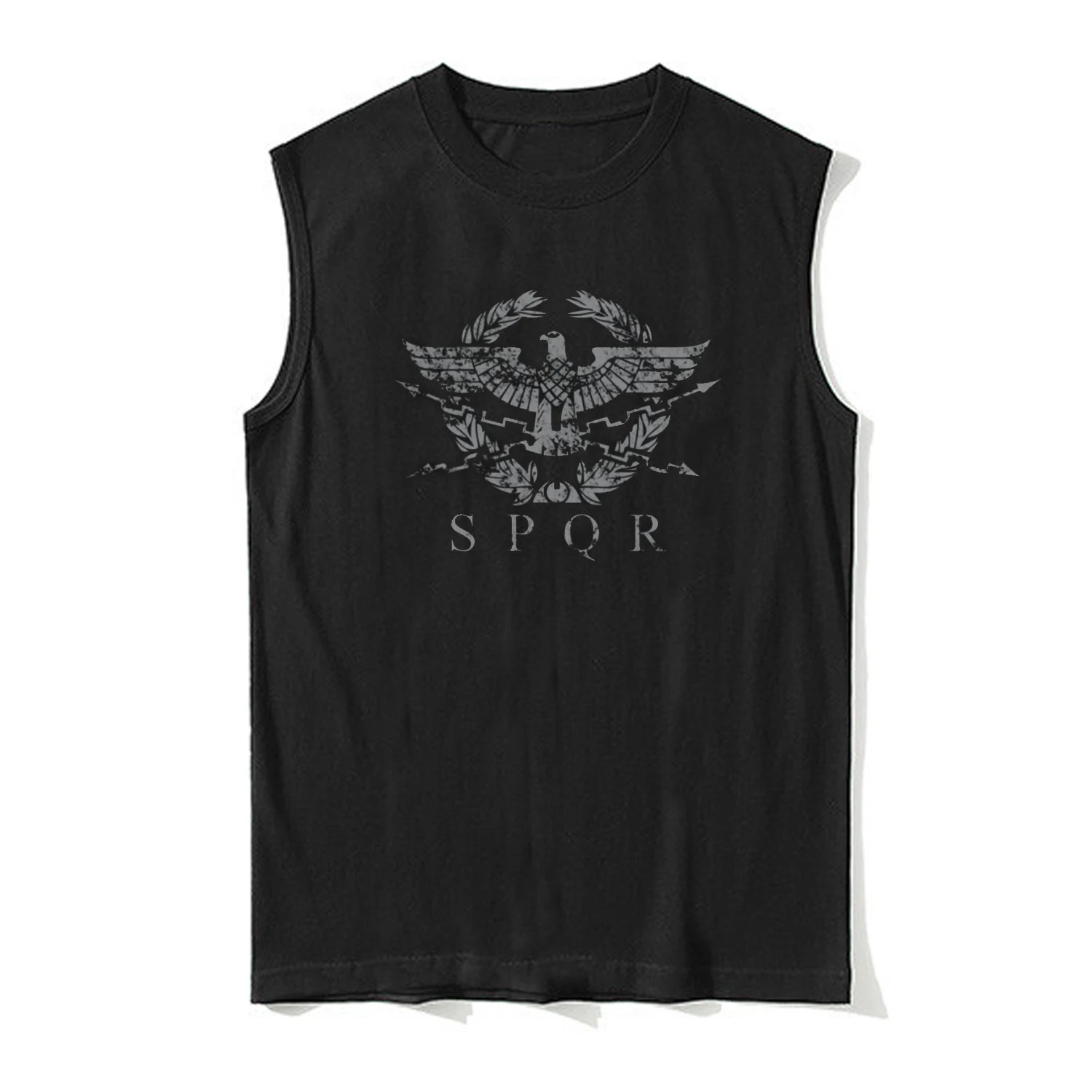 

Vintage Distressed SPQR The Roman Empire Emblem Tank Top 100% Cotton O-Neck Vests Summer Casual Mens Sleeveless T-shirt