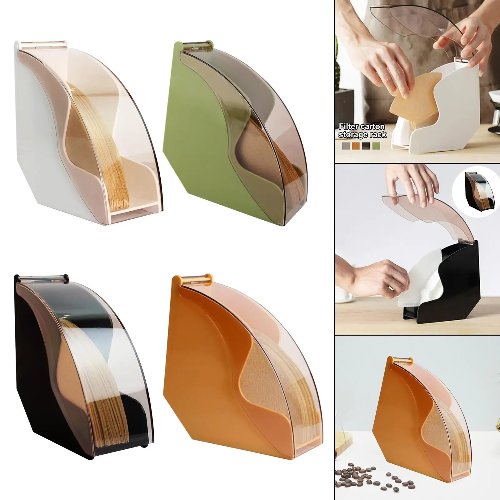 Large Coffee Filter Holder Box Multifunctional Cone Coffee Filters Dispenser