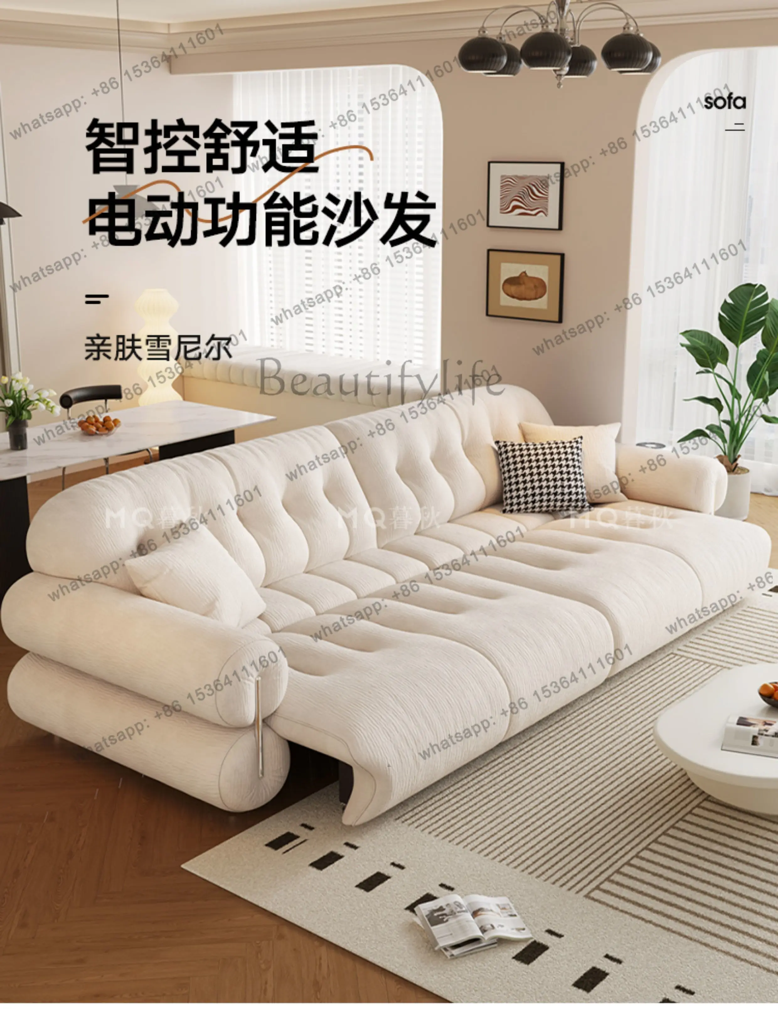 YJ White 2 Seats Electric Sofa Full Size Modern Indoor Lazy Recliner Sofa Living Room Sleeper Relax Divano Moderno Furniture Hom