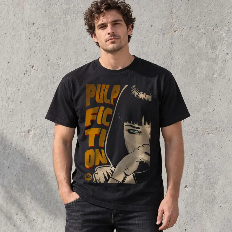 Pulp Fiction Movie Graphic T Shirt, Vintage 90s Retro Film Print Tee, Quentin Tarantino Classic Cinema Unisex Short Sleeve Shirt