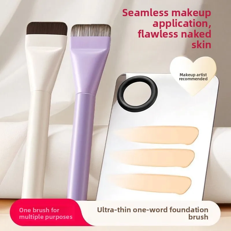 Pincel de base de cabeça plana ultra-fino escova plana cabeça traceless máscara escova misturada fundação creme pincéis de maquiagem