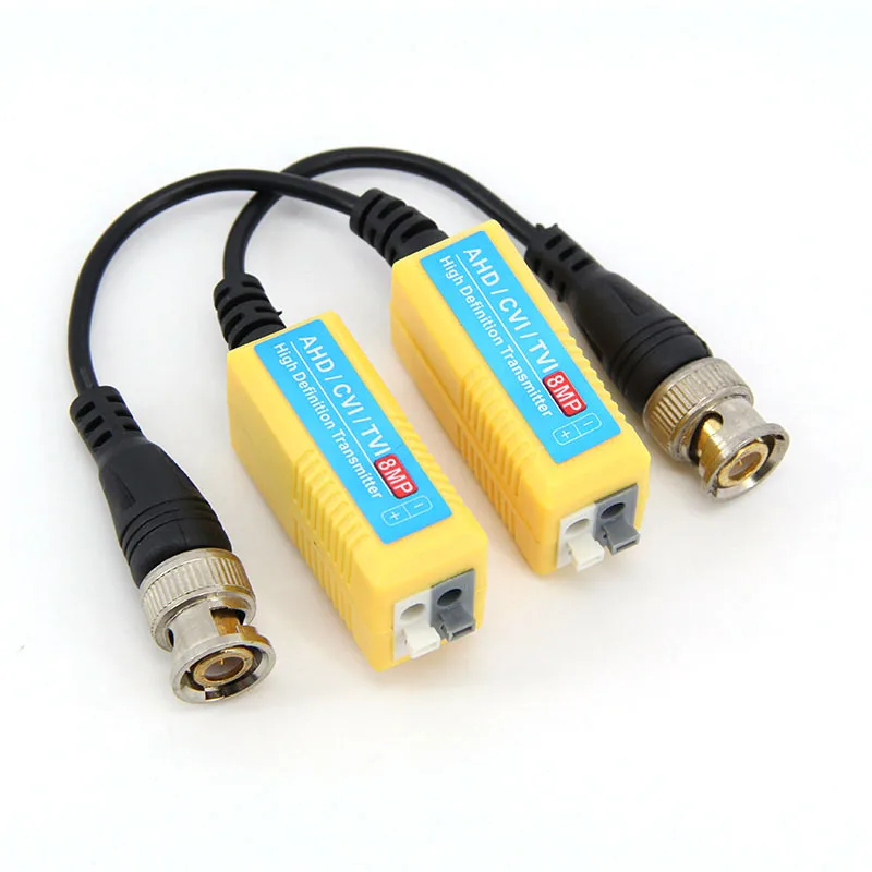 1pairs Video Balun Passive Balun RJ45 CCTV BNC Supply Power Connector adapter to Twisted Support 4K 8MP Camera