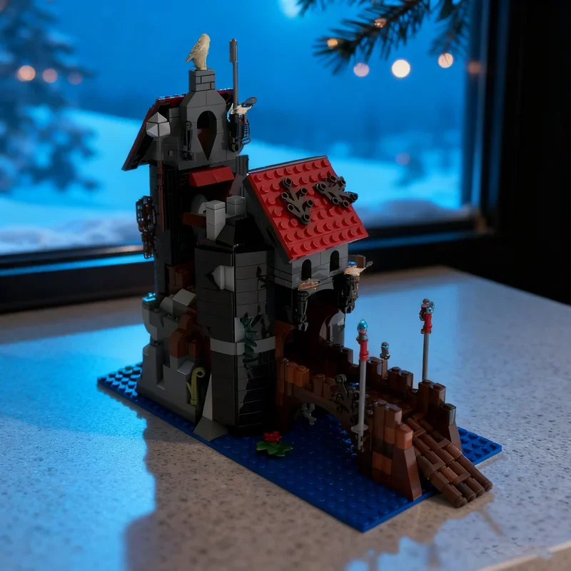 

847pcs MOC Abandoned Wolfpack Tower Castle Model Building toys blocks Construction Christmas gifts Assemble creative idea Kids