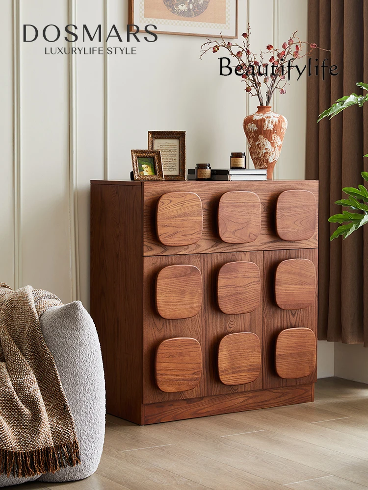 American Retro Style Bedroom Bed Front Cabinet Drawer Solid Wood Chocolate Five Buckets Storage Cabinet