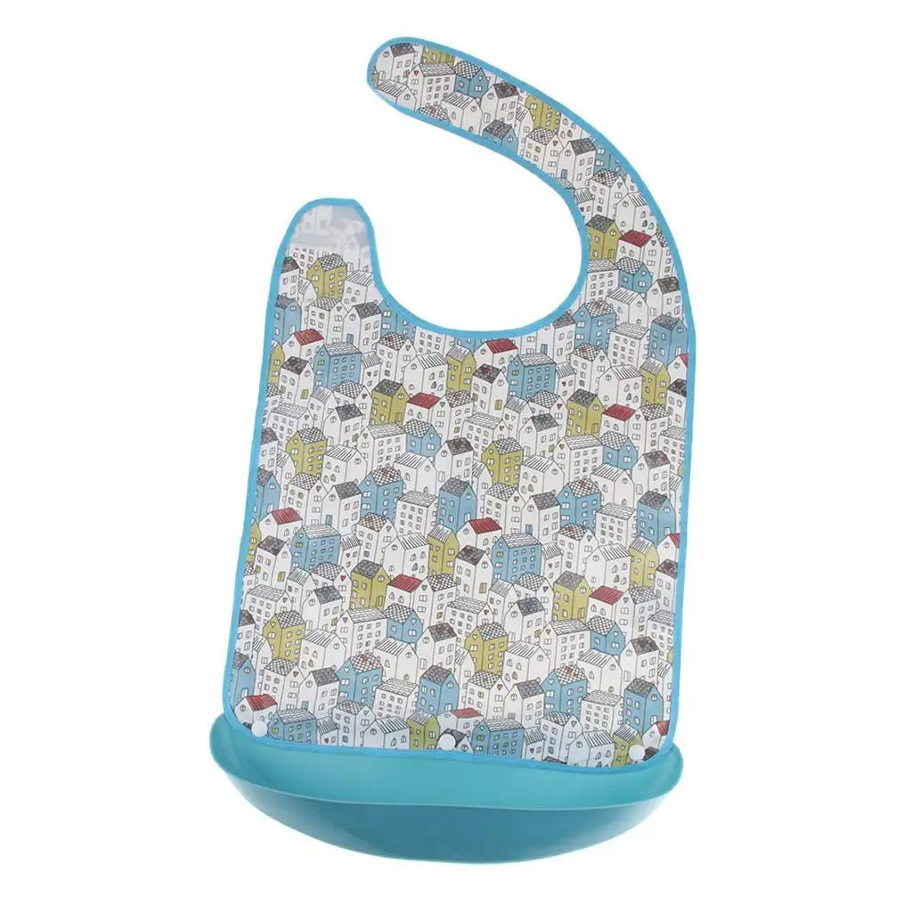 Senior Adult Bib Protector Waterproof Stain Guard Large Size with Catcher for Feeding Aid
