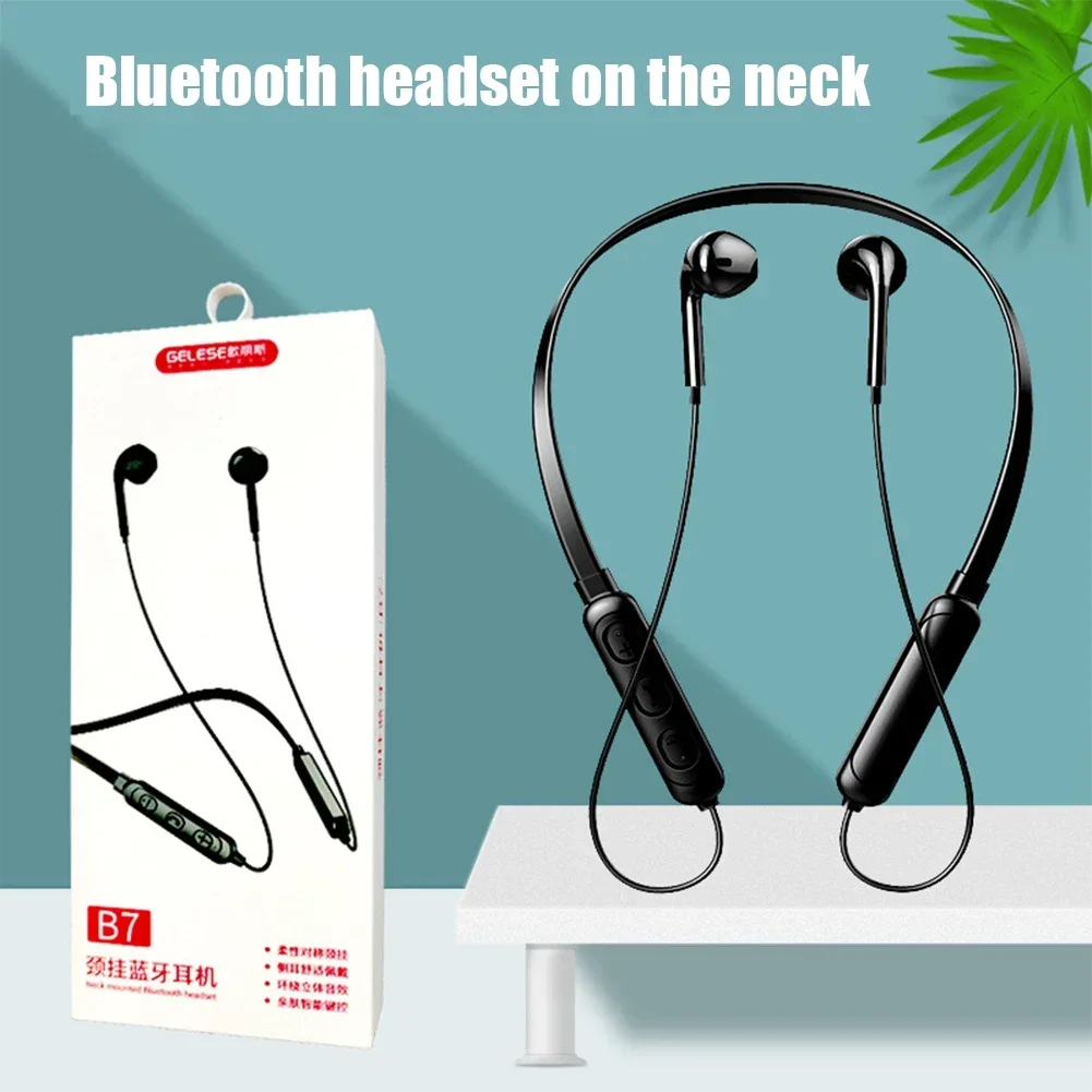 B7 Hanging Neck Headset Sweatproof Bluetooth Earphones Wireless Sports Headphone Stereo Neckband Earbuds for Xiaomi Huawei