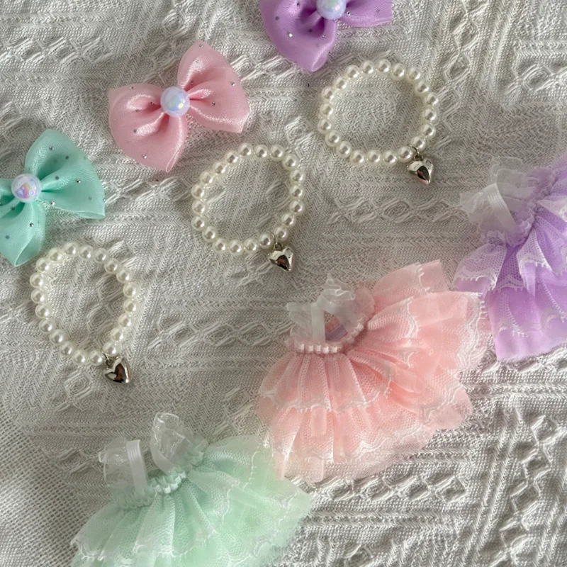 

New LABUBU baby clothes double lace suspender cake princess dress doll clothes accessories pendant