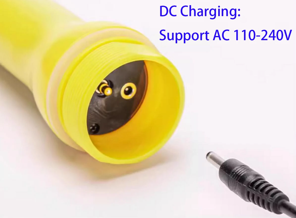 Scuba Diving Flashlight DC Charging Rechargeable 600 Lumen 30 Meters IP68 Waterproof Torch Built-in Battery