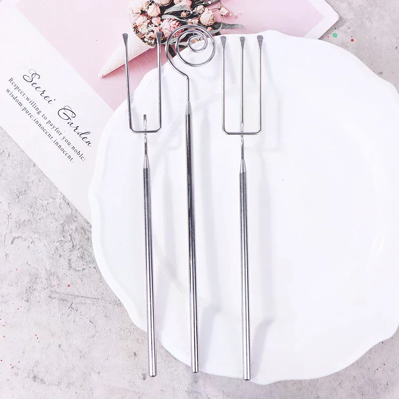 Tenedor de Acero Inoxidable para Bañar Dulces, Tenedor Culinario para Decorar con Forma Irregular, Herramienta para Bañar en Chocolate con Mango Largo