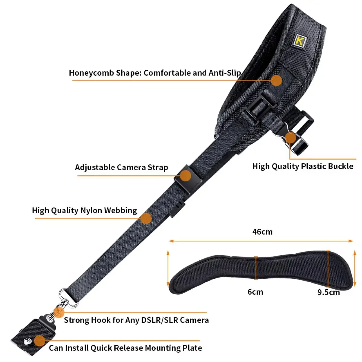 حزام كتف مزدوج من LBKAFA K، حزام كتف سريع الإصدار، حزام كاميرا فيديو لكاميرا Canon Nikon Sony DSLR