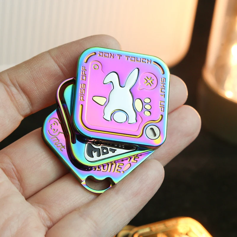 Spinner Magnético de Tres Capas con Diseño de Conejo Enojado, Juguete Antiestrés de Metal para Adultos, Regalo, Juguete EDC para Dedos