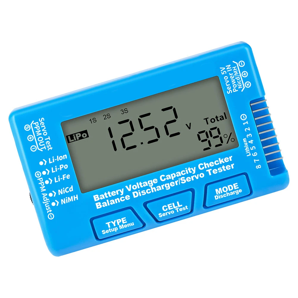 

Checker 2S-8S Lithium Ion Nimh Tester LCD Backlight Digital Capacity Voltage Testing Tool for