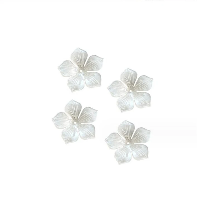 10Pcs/Lot Acetic Acid 30MM Torus Imitation Shell White Flower Beads Petals Charm Connectors Diy Hair Jewelry Making Accessories