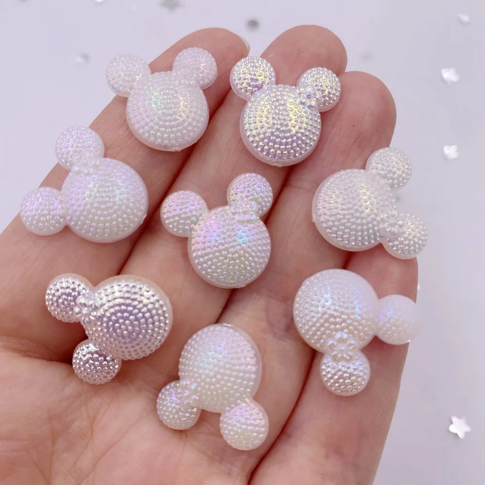 100pcs Kawaii AB Resin 16mm Glitter Crystals Mouse Flatback Rhinestone Wedding Embellishment DIY Applique Crafts L608