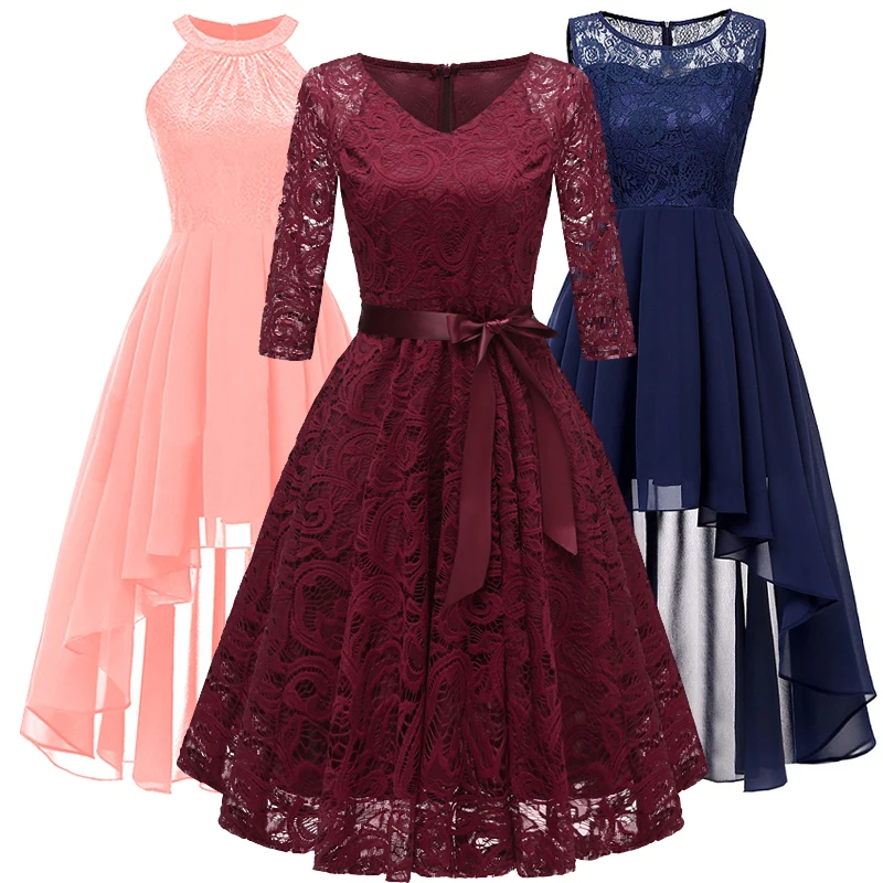 New Bridesmaid fashion new neck lace pendant tail dress banquet dress girl's beauty graduation ceremony presided dress vestidos