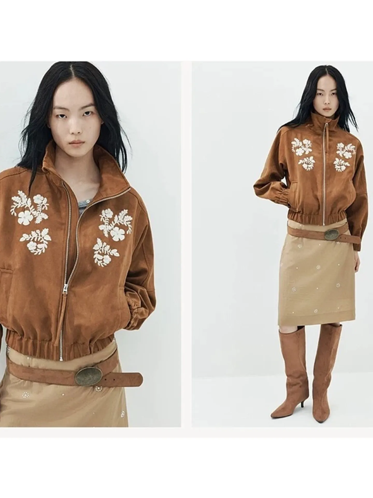 Fall New Women's Pilot Jacket Coat Long Sleeve Chimney Collar Insert Shoulder Pattern Decoration Casual Style Polyester Fiber