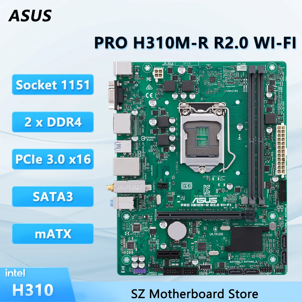 

ASUS PRO H310M-R R2.0 WI-FI H310 LGA 1151 Motherboard Support i5-9400F i3-9100F i7-9700F i9-9900K CPU DDR4 32GB SATA 6Gb/s mATX