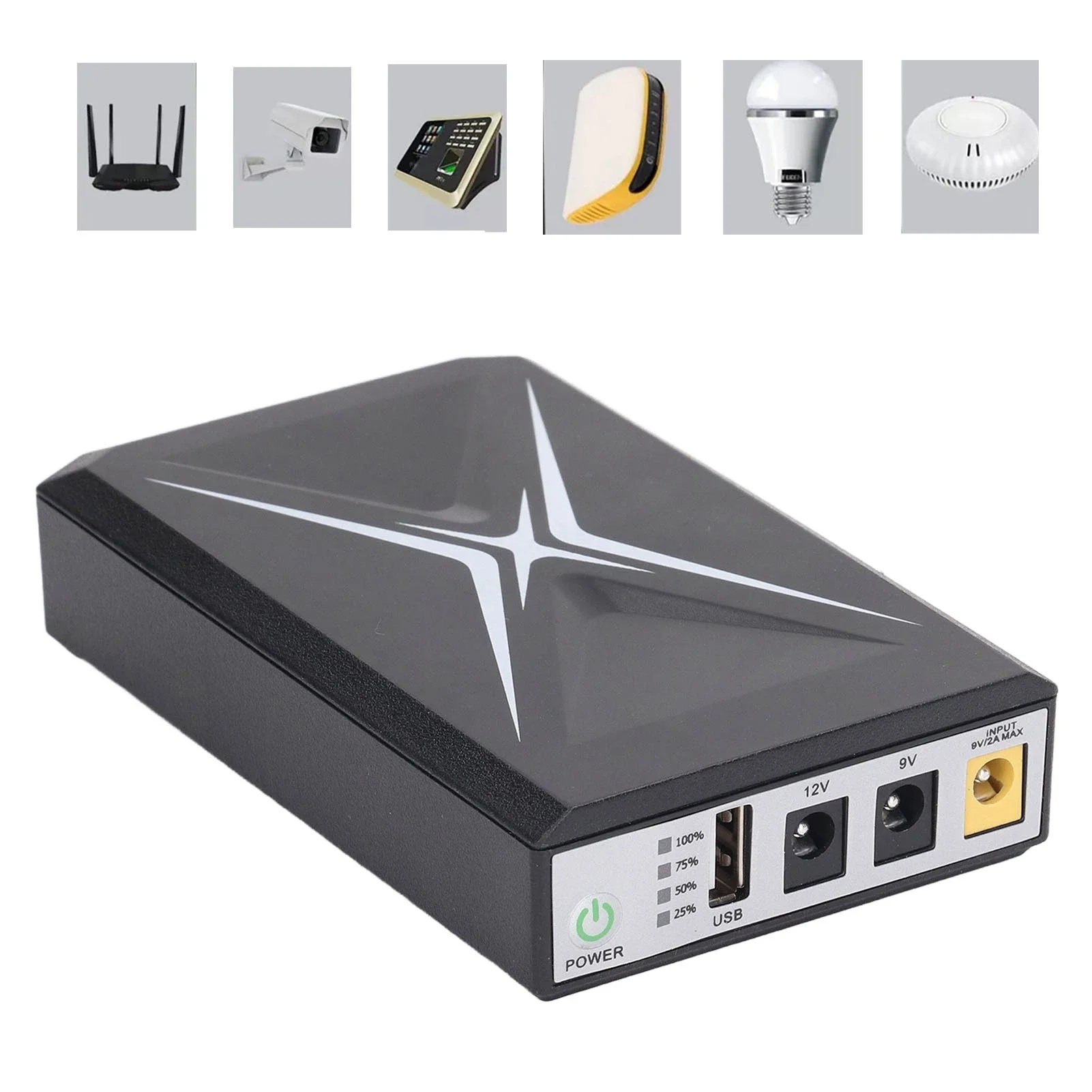18W Mini UPS 10400mAh Battery Backup USB 5V 2A DC 9V/12V 1A Output Uninterruptible Power Supply for Security Camera Router