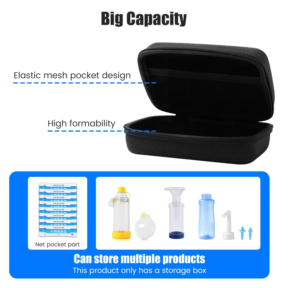 For Asthma Inhaler Nasal Cleaner Nebulizer Accessories Storage Bag Hard Protective Case Scratch-resistant Anti-fall Protector