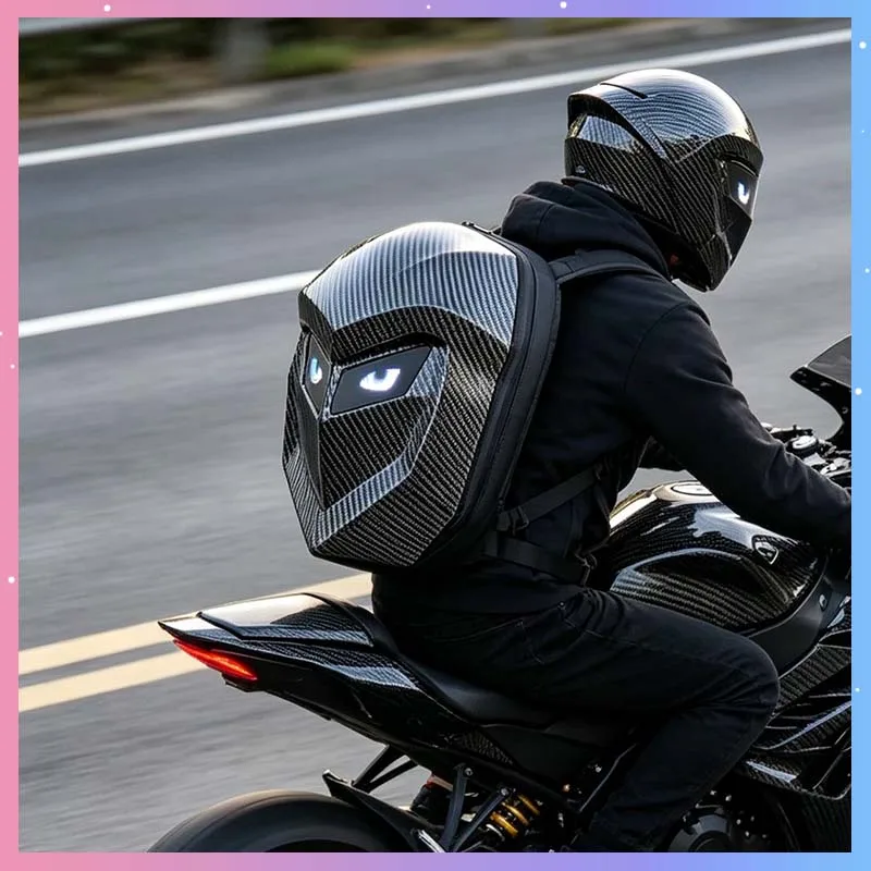 Motorcycle Bag With LED Screen Hard Shell Cycling Helmet Backpack Phone APP BT Control Business Travel Waterproof Bag Men Gift