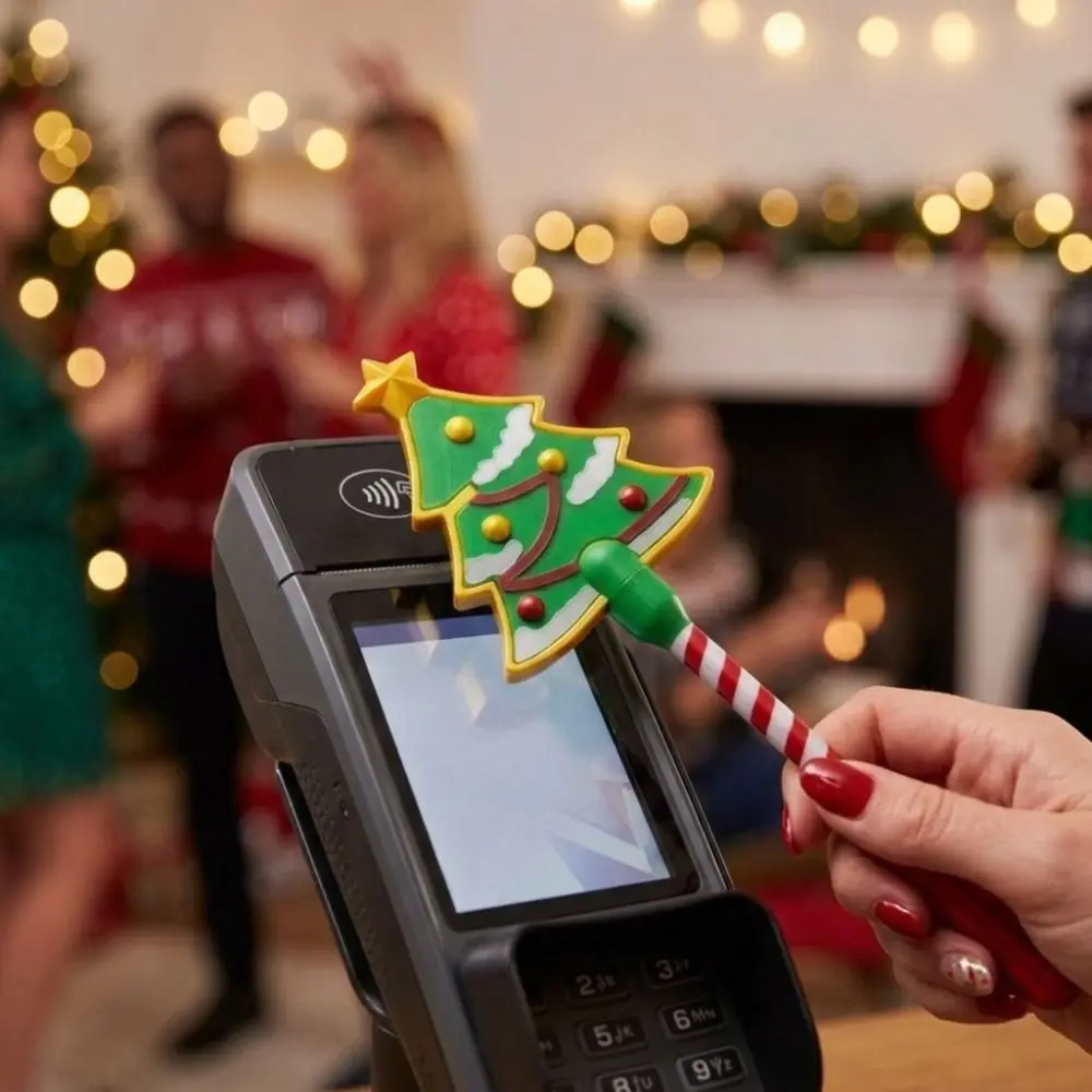 Non-Contact Christmas Payment Magic Wand Handheld 3D Printed Xmas Credit Card Holder Long Stick Star Topper