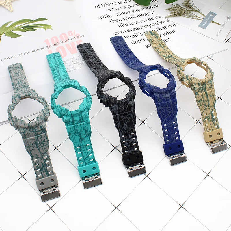 Watch Accessories Resin Watchband Case For GA-110 100 120 140 GD GLS GAX110 Men's Sport Waterproof Strap Camo Bracelet