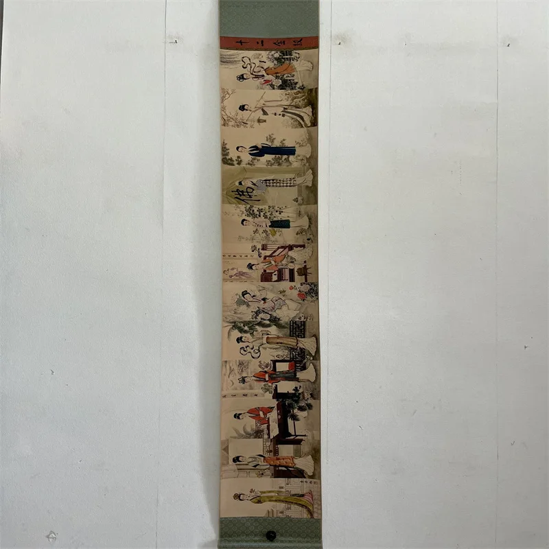 

China Ancient Picture Paper,Character Painting,Fei Danxu's Twelve Beauties, Long Scroll Painting