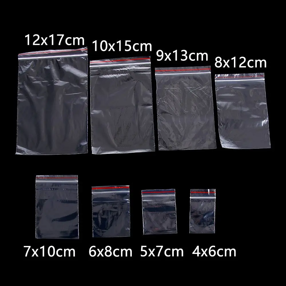 100 pcs/pack Home Mini Storage Packaging Jewelry Zip Bags Plastic Poly Clear PE Pouch