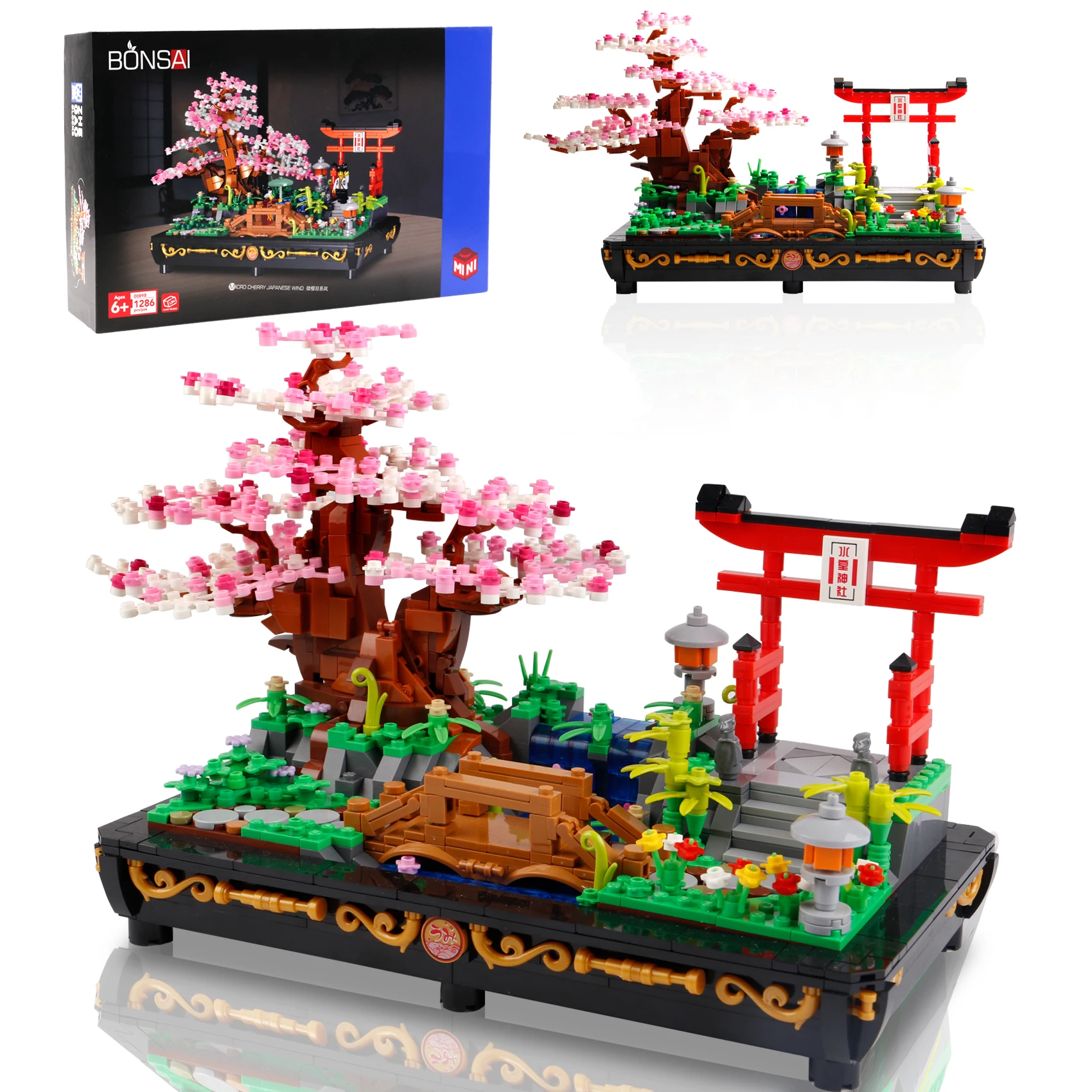 

1286PCS Bonsai Plant Succulents Sakura Blossom Potted Mini Building Blocks City Street View Tree Flower Bricks Toys Gift For Kid