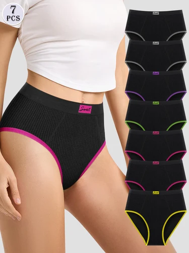 Bragas elegantes de punto de tiro medio para mujer, pantalones a la moda, ropa interior 2024 para todas las estaciones