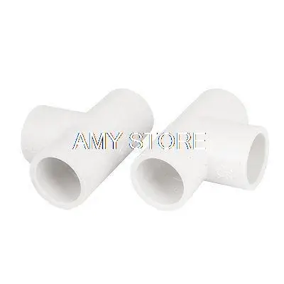 

White PVC Tee Type Piping Hose Tube Adapter Connectors Coupler 20mm