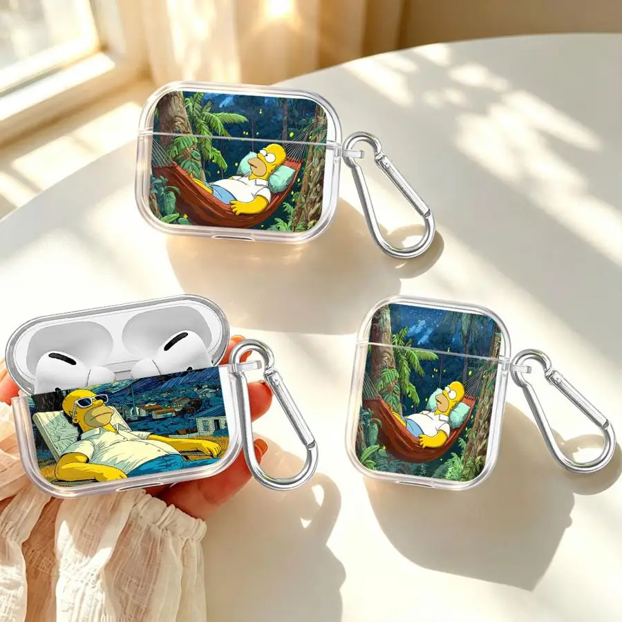Case For Airpods 5 4 3 Pro3 1 Pro2 2 Pro Clear Earphone Cases Cover Skeleton S-Simpsons
