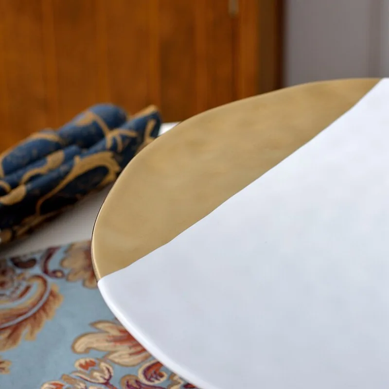 Nordic Gold Footed Fruit Plate Spliced Color Ceramic Snack Plate Dessert Bowl Cake Stand Kitchen Tableware Porcelain Fruit Bowl