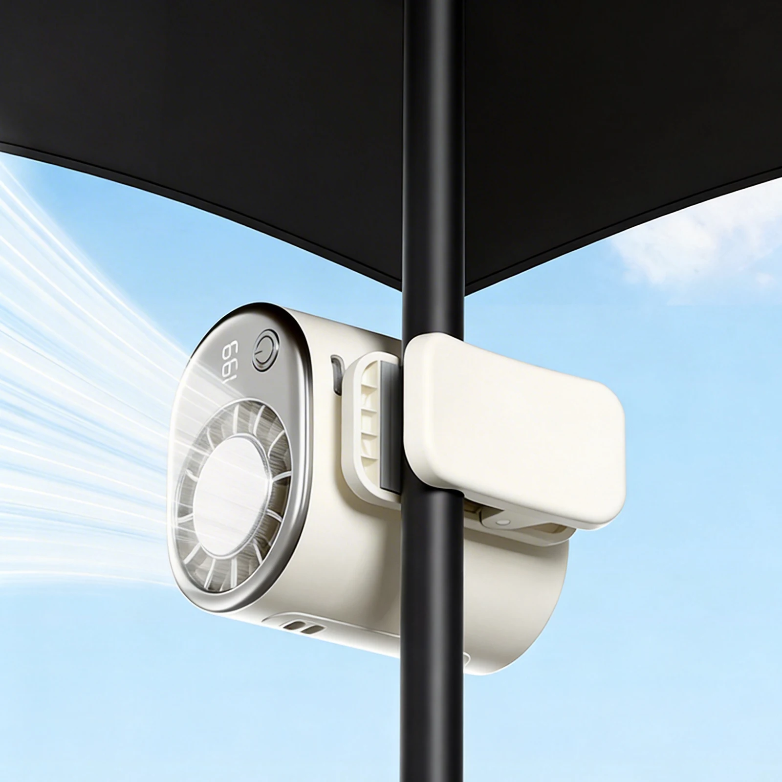 USB-Auto-Klemmventilator mit LED-Anzeige, drehbarer 360°-Lüfter für das Auto ° 199-fach drehbar, Geschwindigkeit einstellbar für Kleinkinder – Detail 4