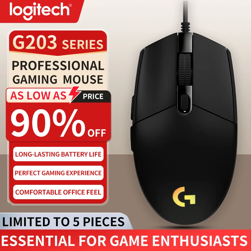 

Игровая мышь Logitech g203, легкая мышь, коммерческая офисная домашняя мышь, настольный ноутбук, мышь с несколькими устройствами