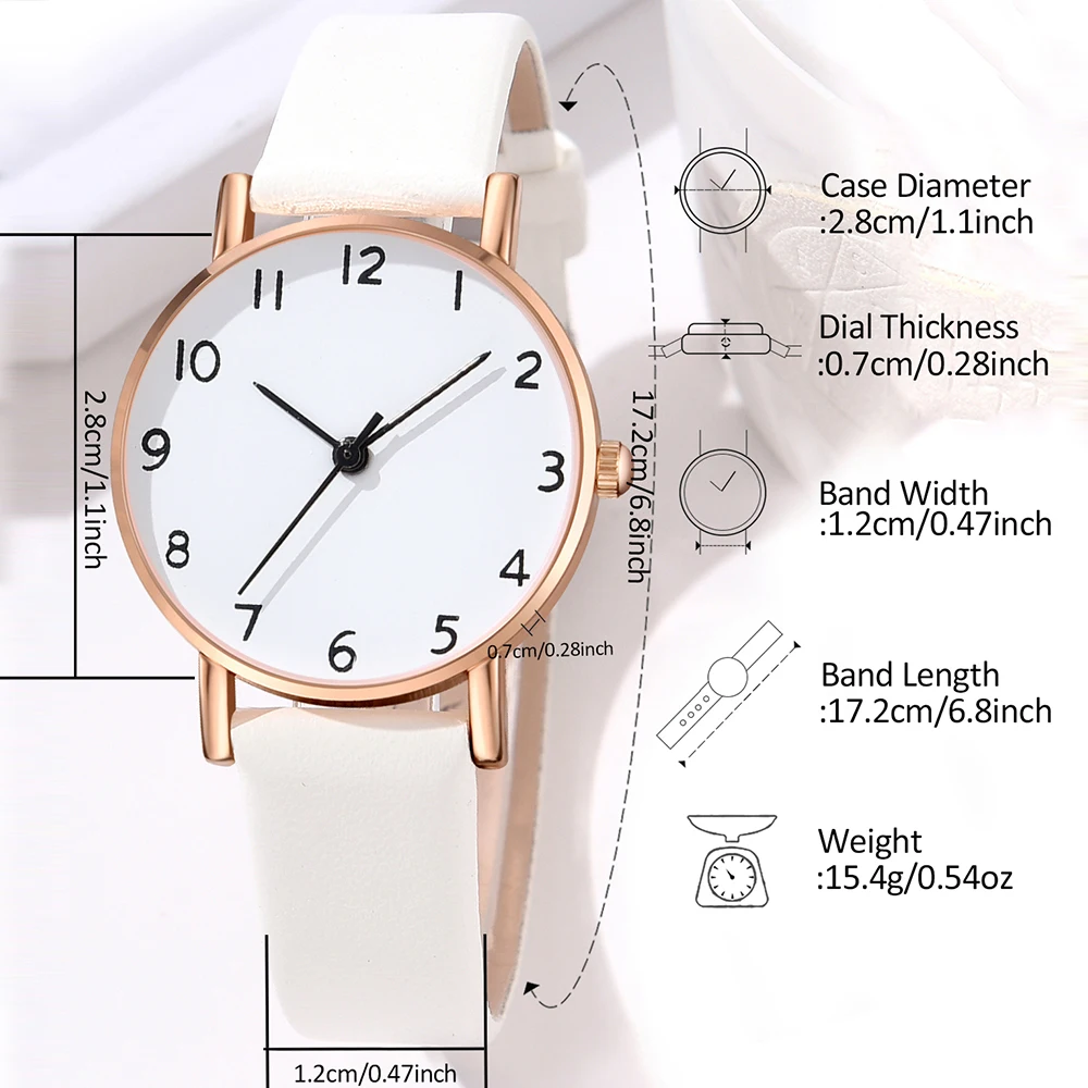 1Pcs Of Minimalist Arabic Numeral Dial Watches With Sweet Couple Casual Quartz Watches Is The Perfect Gift For Her (No Box)