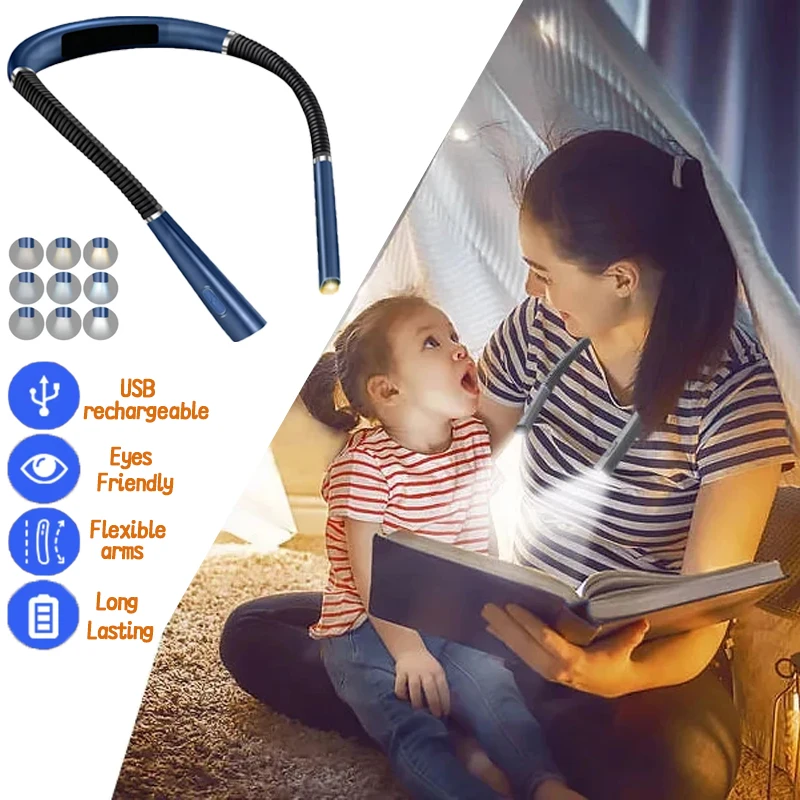 

LED Reading Neck Lights USB Rechargeable Book Lamp Flexible Arm Reading Book Light Read Neck Lamps Study Reading Night Light